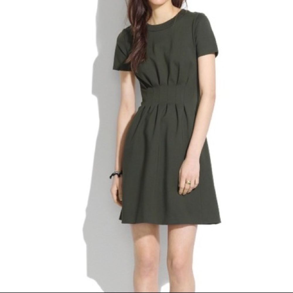 Madewell Green Parkline Pleated Dress
